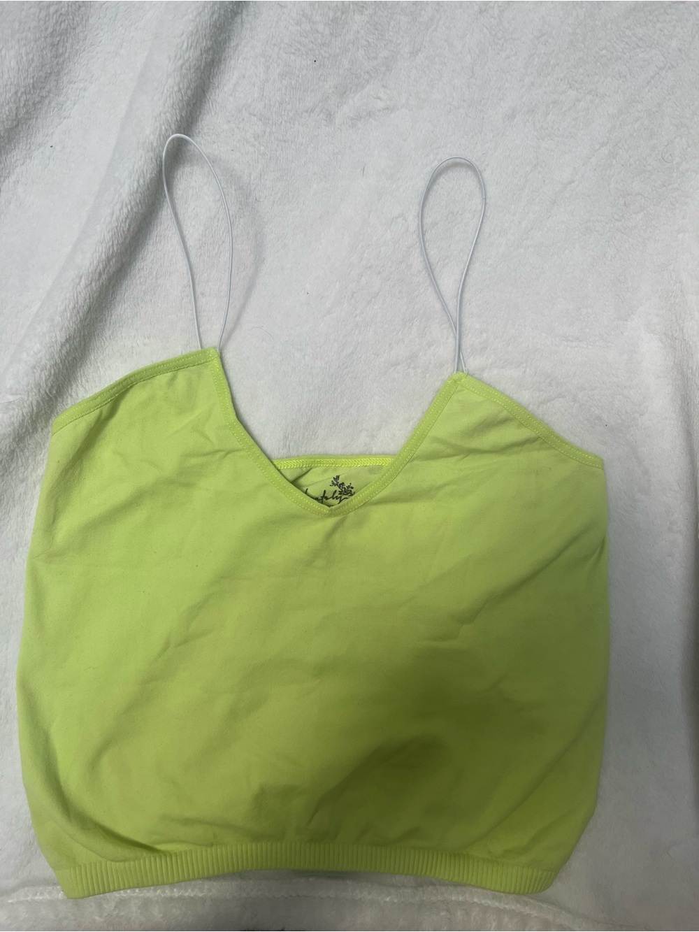 Free People Neon Lime Spaghetti Strap Crop Camisole